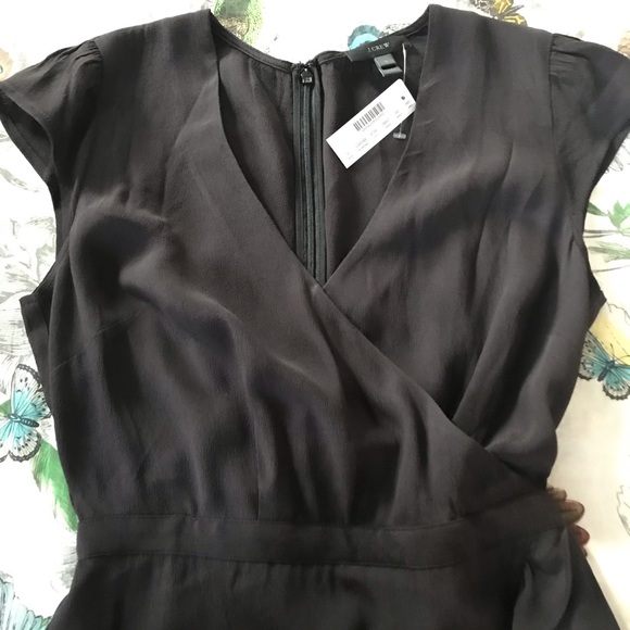 J. CREW NWT faux-wrap mini dress. Black, size 0 - Picture 5 of 8